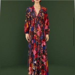 FARM Rio Black Wild Life Lenzing™ Ecovero™ Viscose Maxi Dress- Snake Garden M